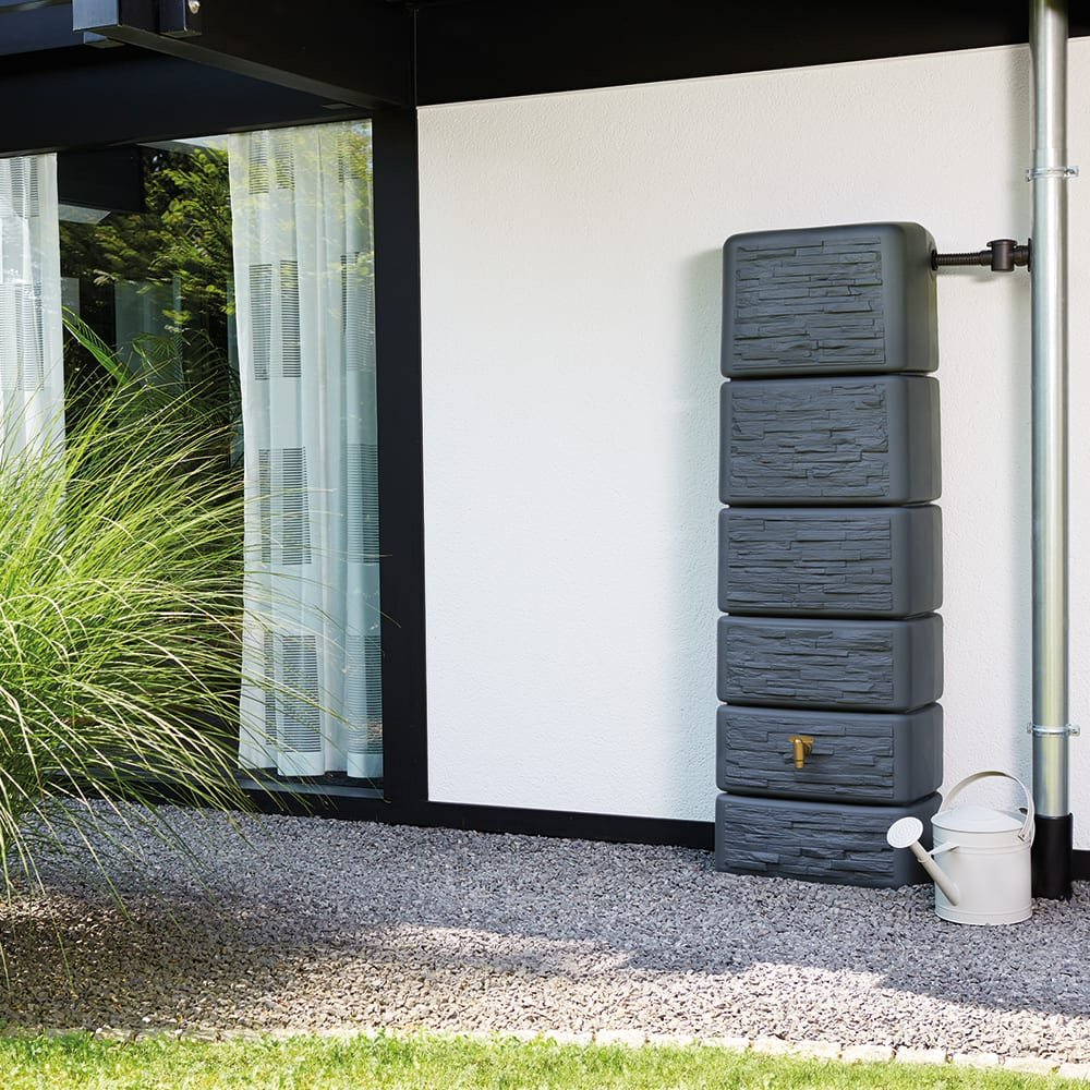 Garantia 330 Litres Graphite Grey Slim Stone Wall Tank Water Butt