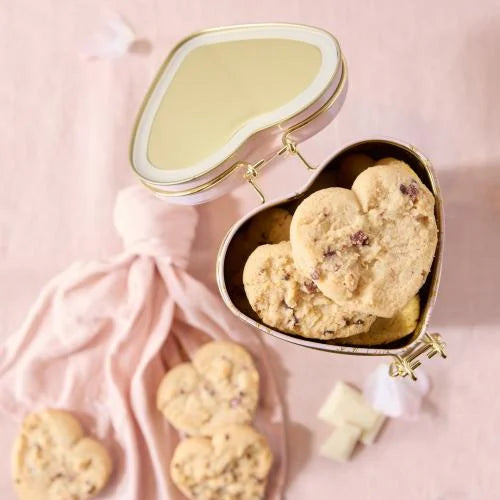 Cartwright & Butler Raspberry & White Chocolate Biscuits in Heart Tin - 4045