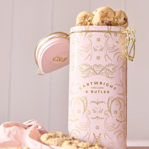 Cartwright & Butler Raspberry & White Chocolate Biscuits in Heart Tin - 4045