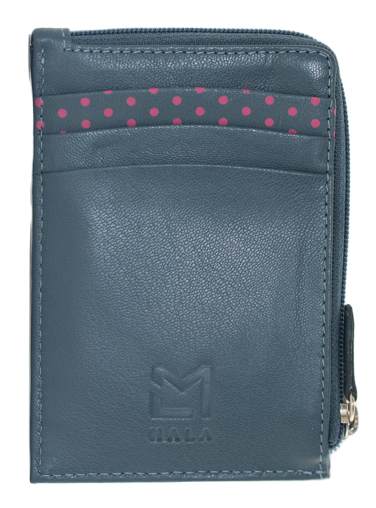 Mala Leather 12cm Navy Sakura Floral Card & Coin Purse  - 4320 28