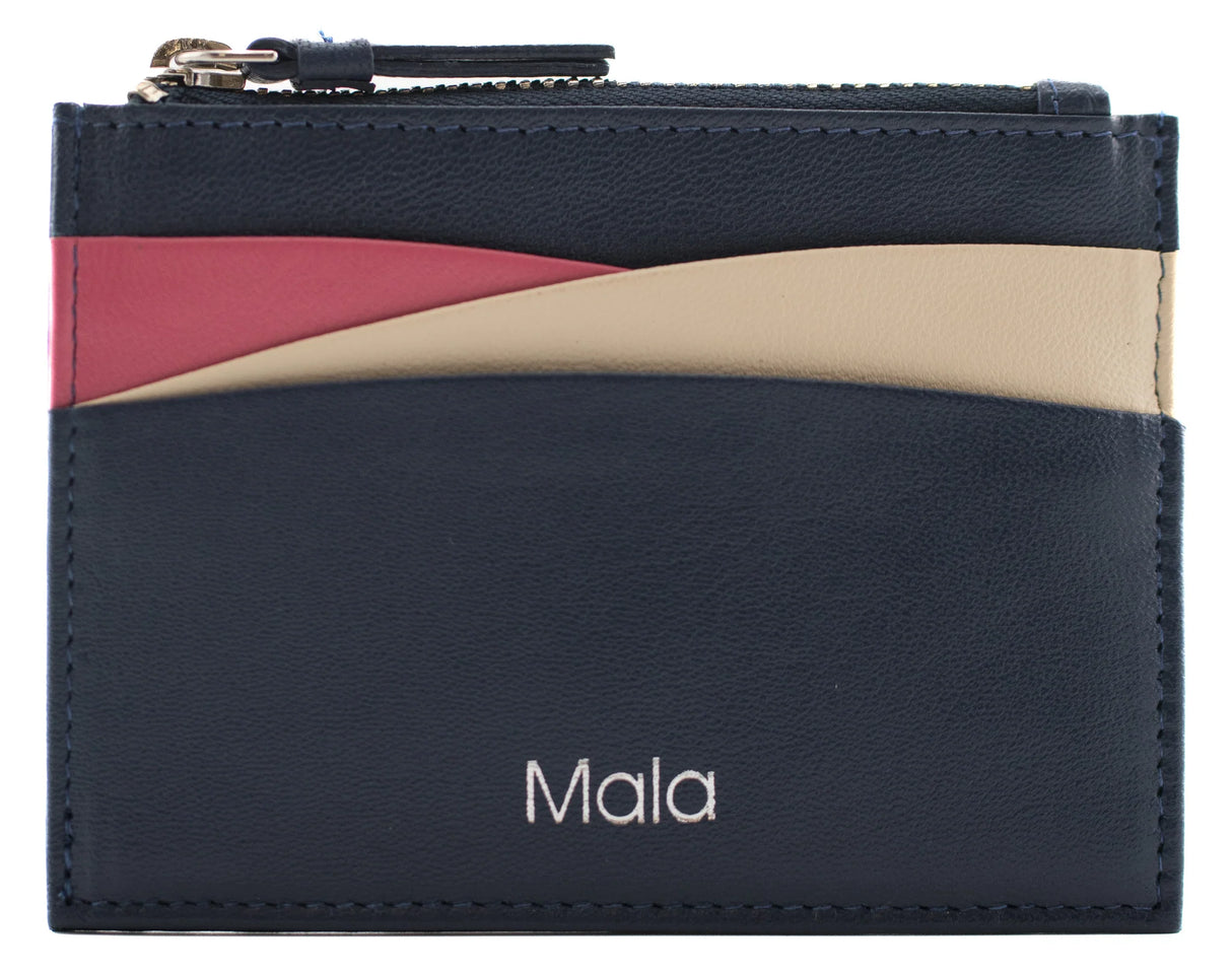 Mala Leather Kora Card & Coin Holder - Navy