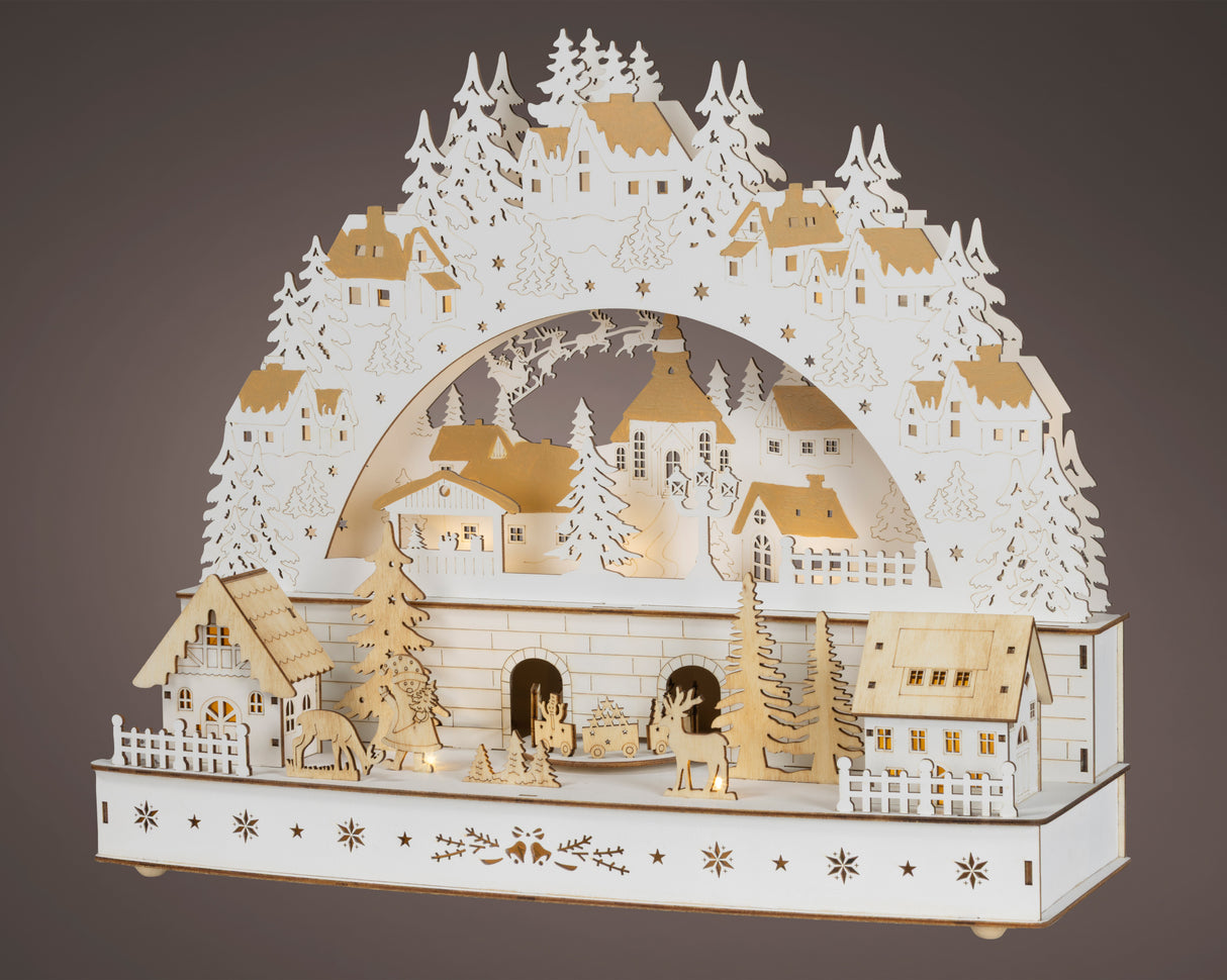 Lumineo 38.2cm LED Wooden Houses Christmas Village Silhouette - 487065