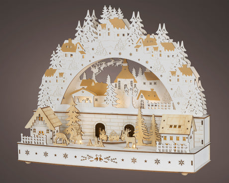 Lumineo 38.2cm LED Wooden Houses Christmas Village Silhouette - 487065