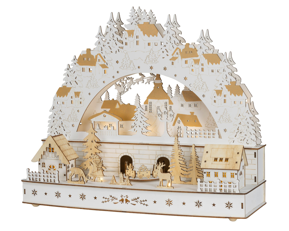 Lumineo 38.2cm LED Wooden Houses Christmas Village Silhouette - 487065