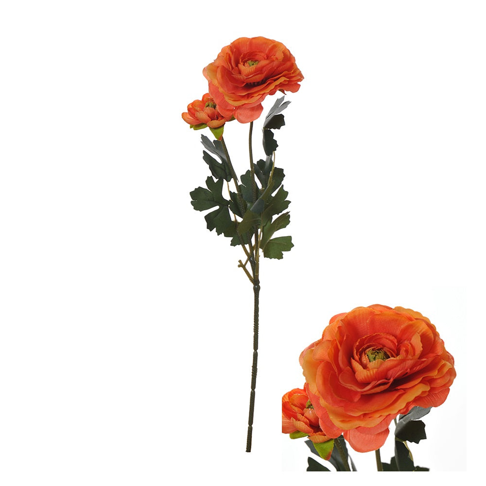 Hogewoning 50cm Artificial Ranunculus Flower Stem - Orange