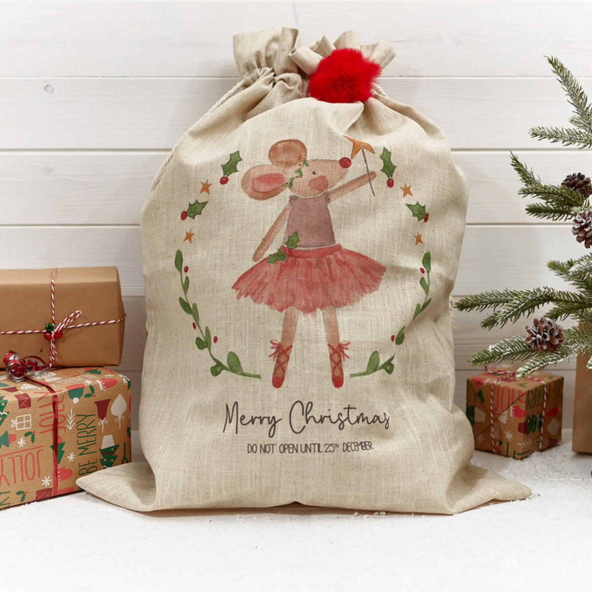 Richard Langs Christmas Present Sack - Tutu Mouse with Pom-Pom