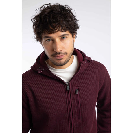 Weird Fish Lockie Full Zip Bonded Fleece Hoodie - Dark Wine