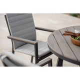 Bramblecrest 110cm Fawn Zurich 4 Seat Round Dining Set with Parasol & Base - X25ZR01