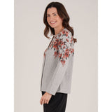 Tigi Button Up Floral Cardigan - Grey