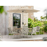 Bramblecrest Mocha RHS Wisley 175cm x 120cm Elliptical 6 Seat with Parasol & Base Set