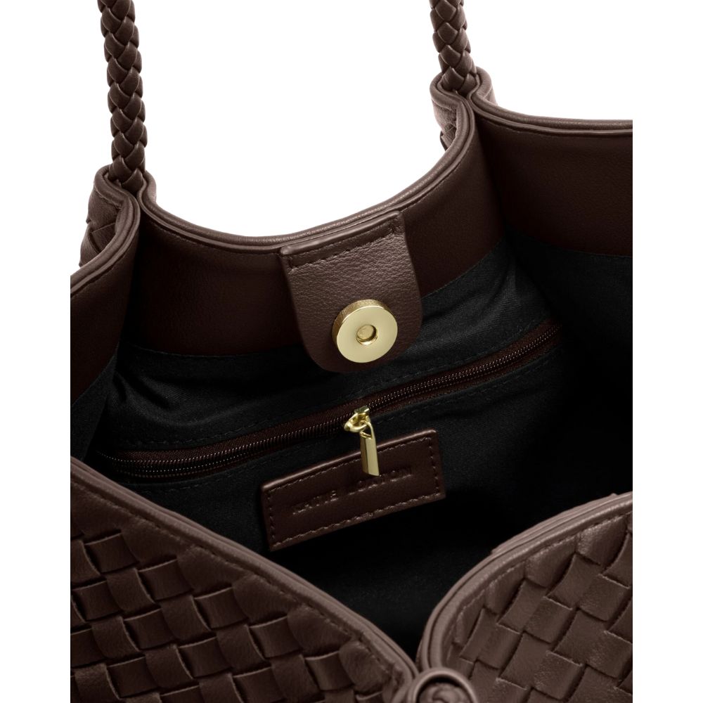 Katie Loxton Small Nova Hand Woven Tote Bag - Chocolate