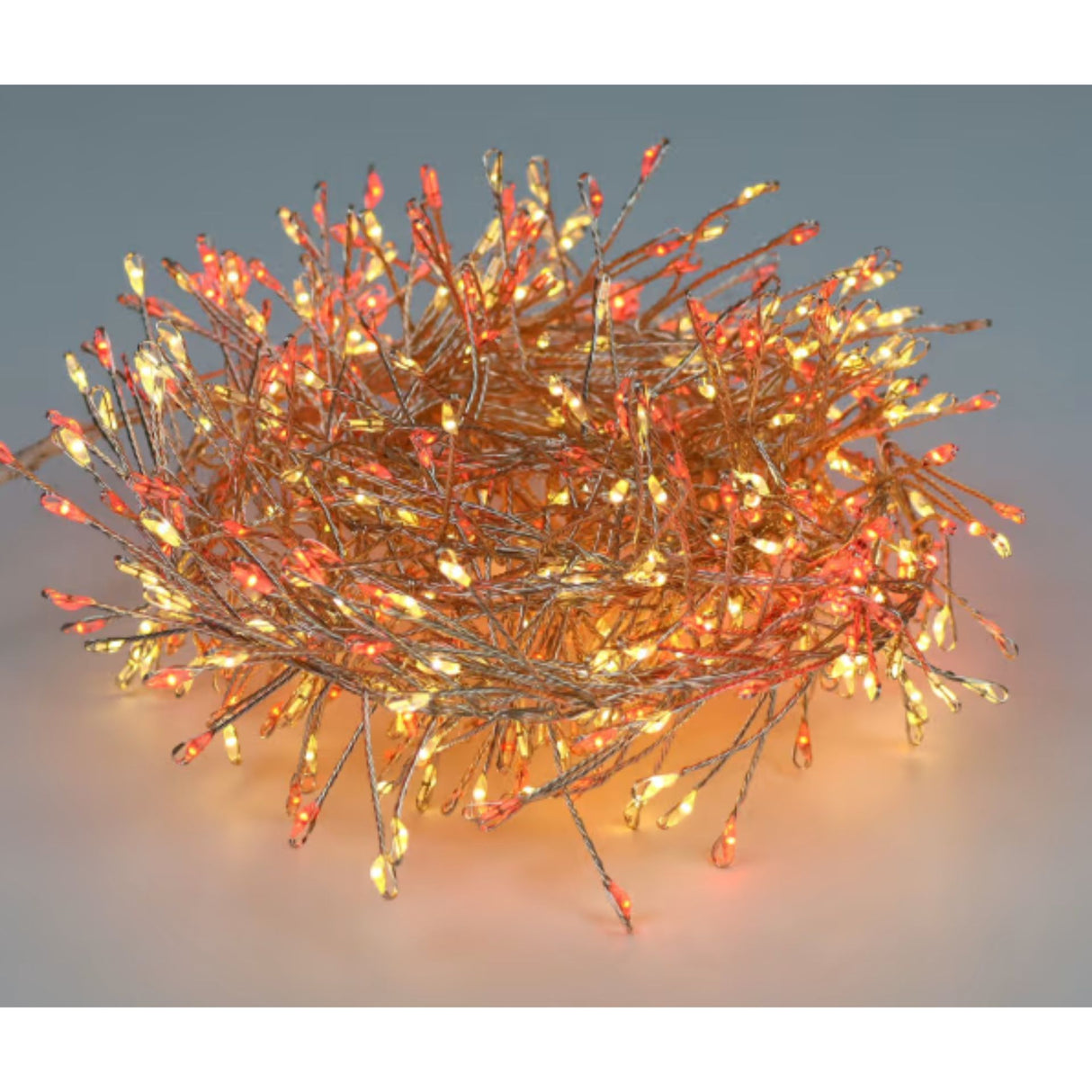 Woodlodge 270cm Garland Pin Wire Cluster Lights - Red/Warm White