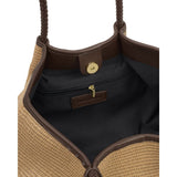 Katie Loxton Small Nova Raffia Shoulder Tote Bag - Natural Chocolate