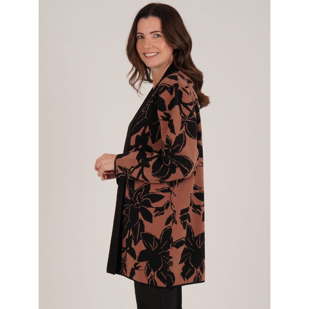 Tigi Longline Floral Cardigan - Brown