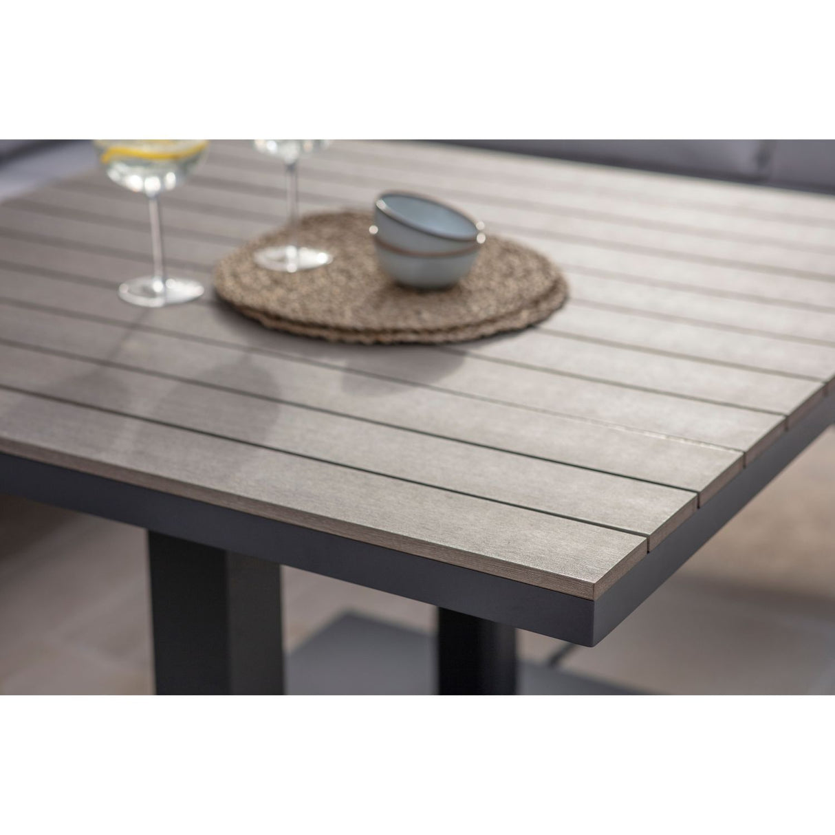 Bramblecrest Fawn Zurich Corner Sofa with Square Piston Adjustable Table & 2 Benches - X24AZRCDS2