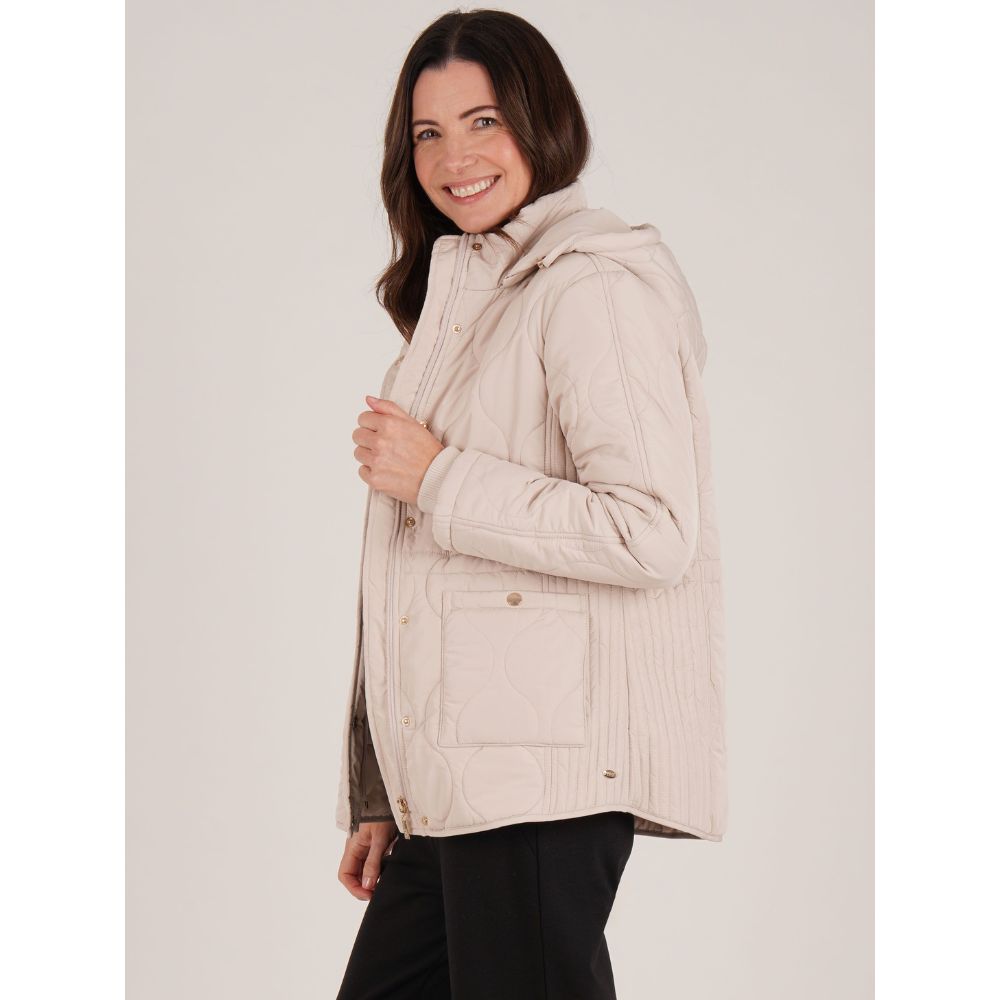 Tigi Onion Stitching Quilted Hooded Jacket - Cream