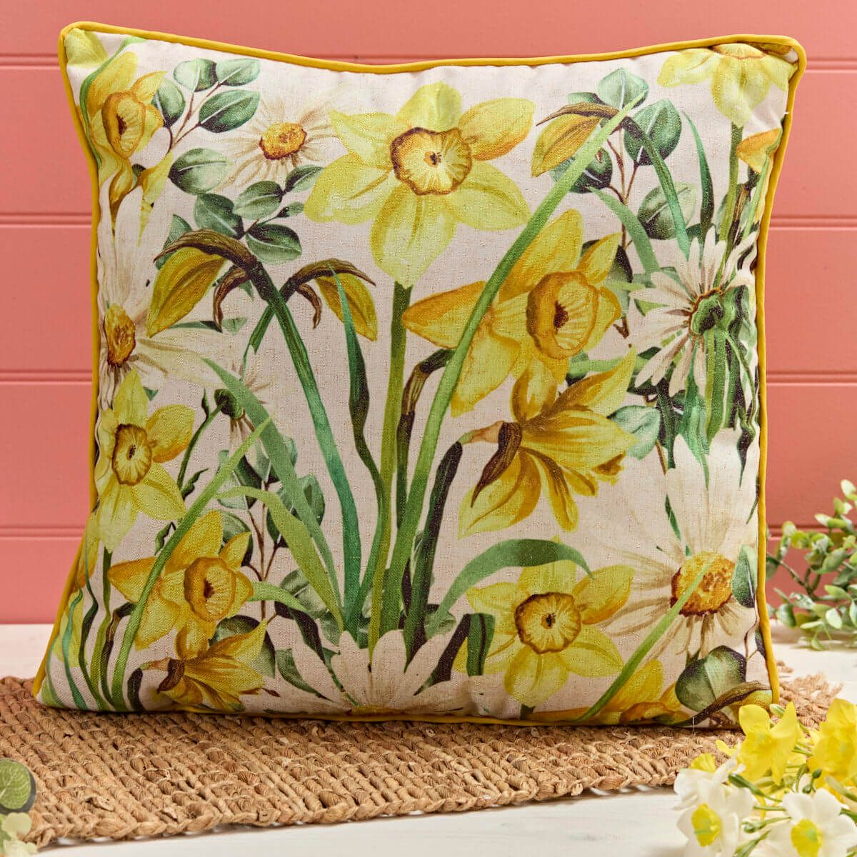 Richard Langs All Over Print Daffodil Cushion - 4FD322