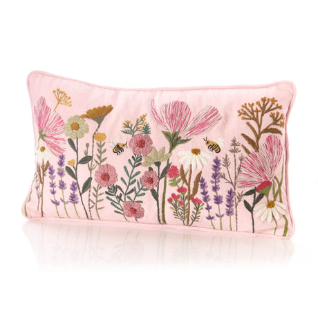 Richard Langs Pink Floral Bees Embroidered Cushion - 4FD380