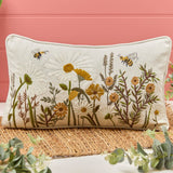 Richard Langs Off White Floral Bees Embroidered Cushion - 4FD381