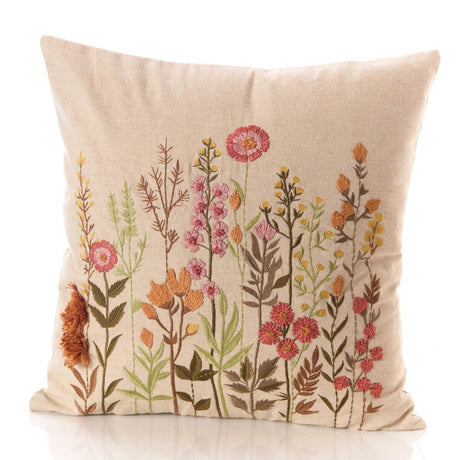 Richard Langs Natural Mixed Floral Embroidered Cushion - 4FD382