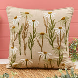 Richard Langs Natural Daisy Embroidered Cushion - 4FD383