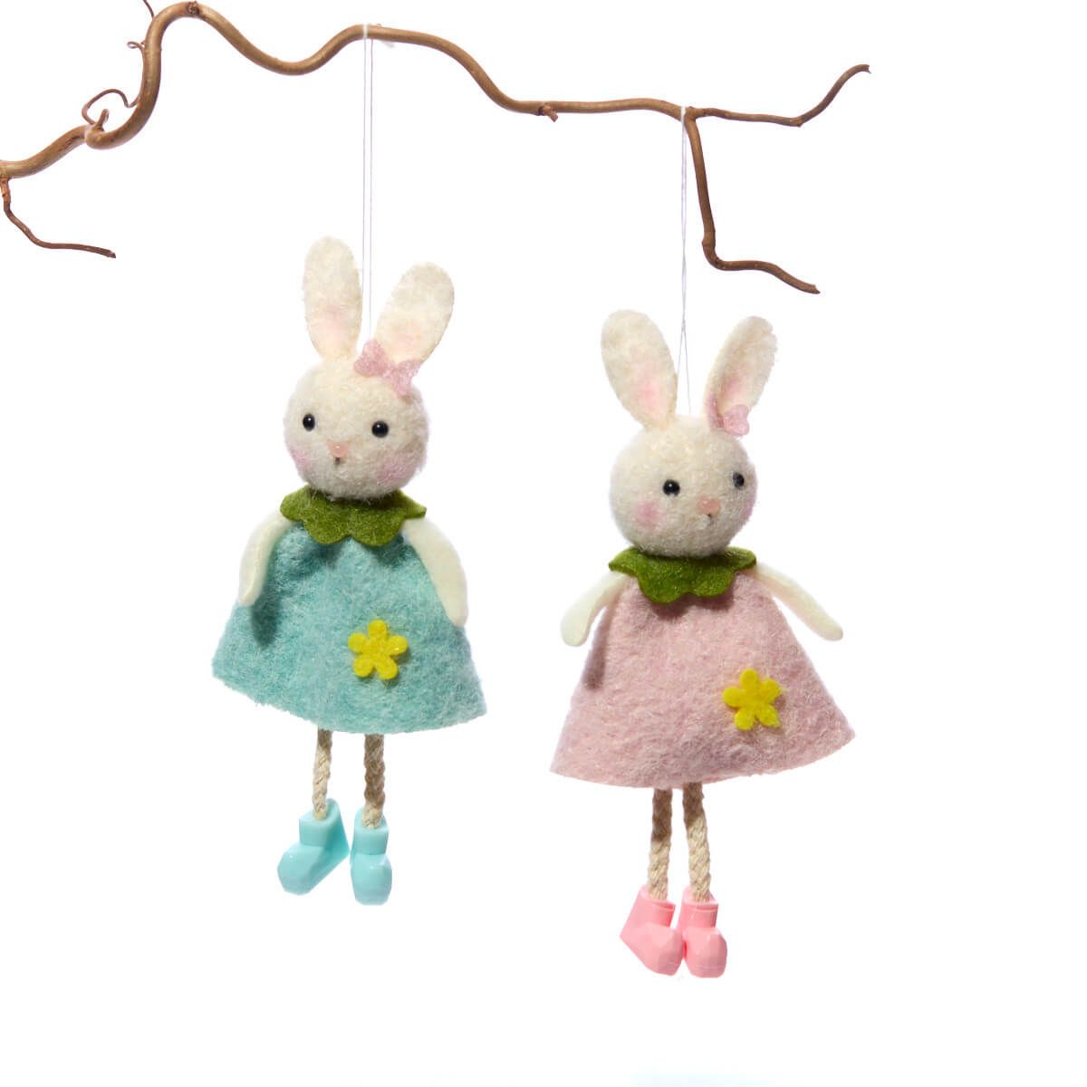 Richard Langs Pink or Blue Bunny Felt Hanging Decoration (Choice of 2) - 4HO140