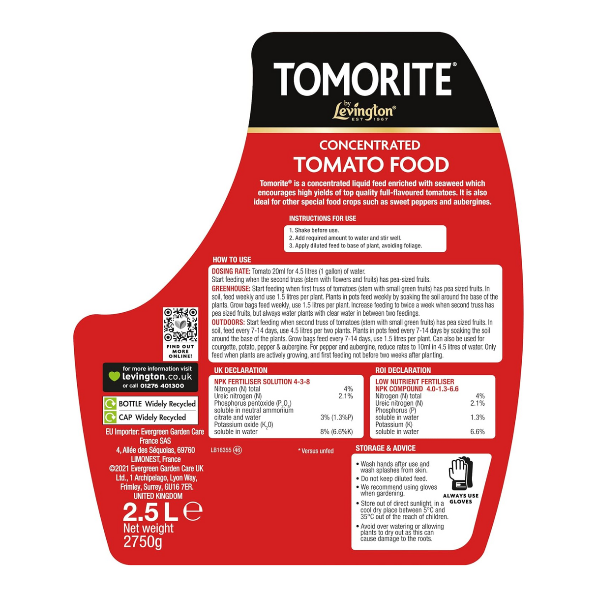 Levington Tomorite Concentrate Plant Food 2.5L