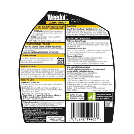 Weedol Ultra Tough Ready To Use Weedkiller 1L
