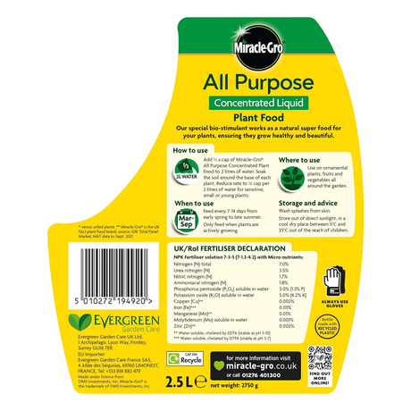 Miracle-Gro All Purpose Concentrated Liquid Plant Food 2.5L
