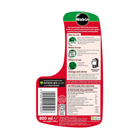 Miracle-Gro Rose & Shrub Concentrated Plant Food 800ml