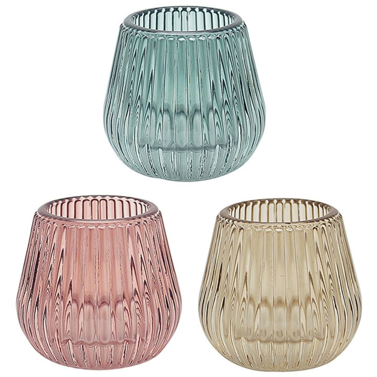 Joe Davies Bright Glass Rib Tealight Holder (Choice of 3)
