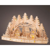 Lumineo 44cm Wooden Christmas Village LED Scene with Forest Trees