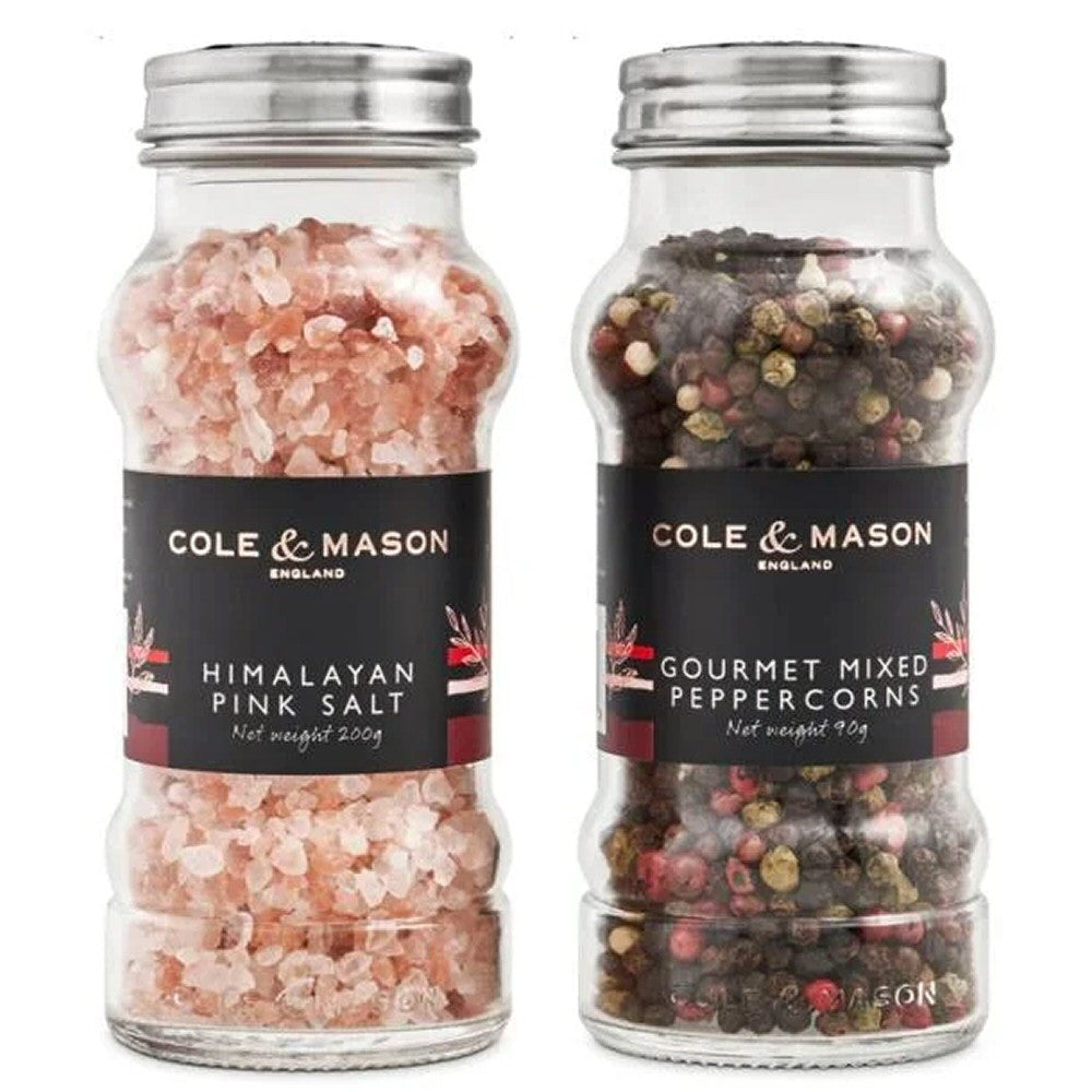Cole & Mason Himalayan Pink Salt & Gourmet Mixed Peppercorns Refill Set