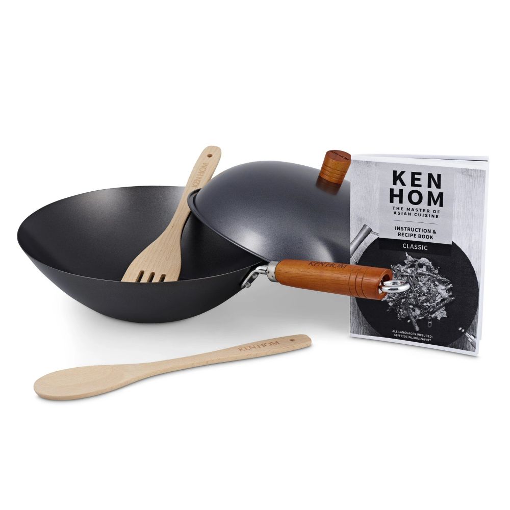 Ken Hom Woks 5 Piece 31cm Wok Set with Lid, Spatula & Spoon