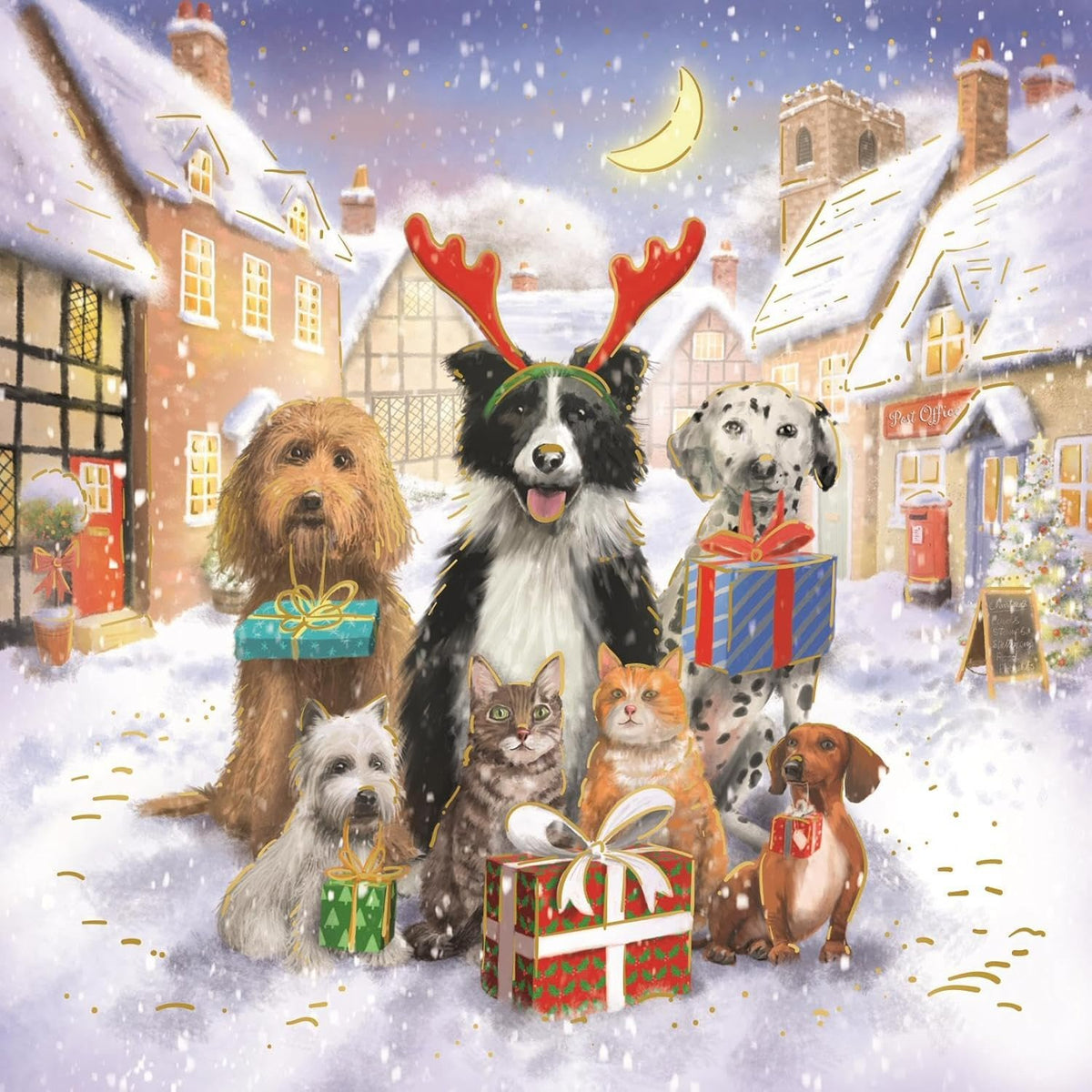 Giftmaker Puppies & Kittens Square Christmas Cards 2 Designs - Pack of 10