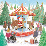 Giftmaker Whimsical Christmas Market Scene Square Christmas Cards 2 Designs - Pack of 10