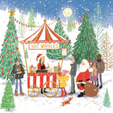 Giftmaker Whimsical Christmas Market Scene Square Christmas Cards 2 Designs - Pack of 10