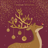 Giftmaker Contemporary Reindeer Square Christmas Cards 2 Designs - Pack of 10