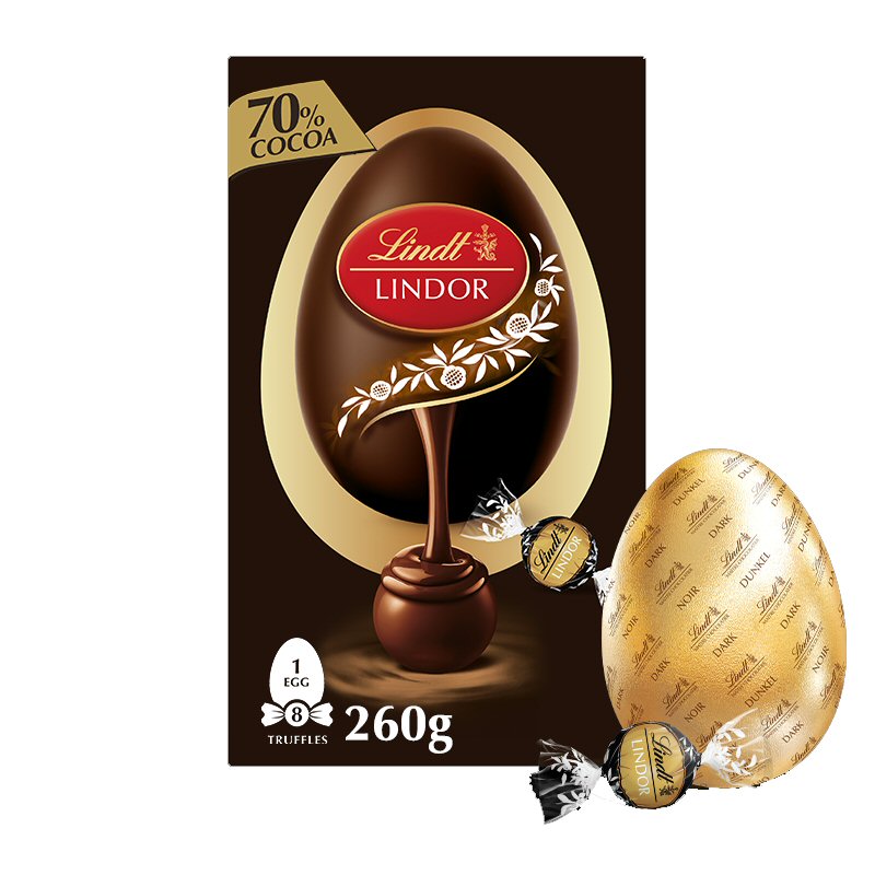 Lindt LINDOR 260g 70% Dark Chocolate Easter Egg