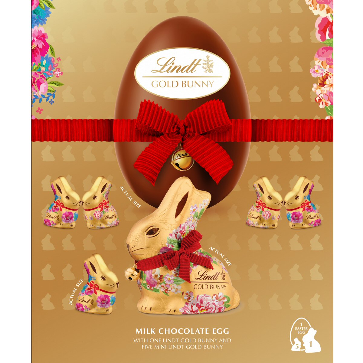 Lindt 310g Milk Chocolate Flower Edition Gold Bunny Easter Egg