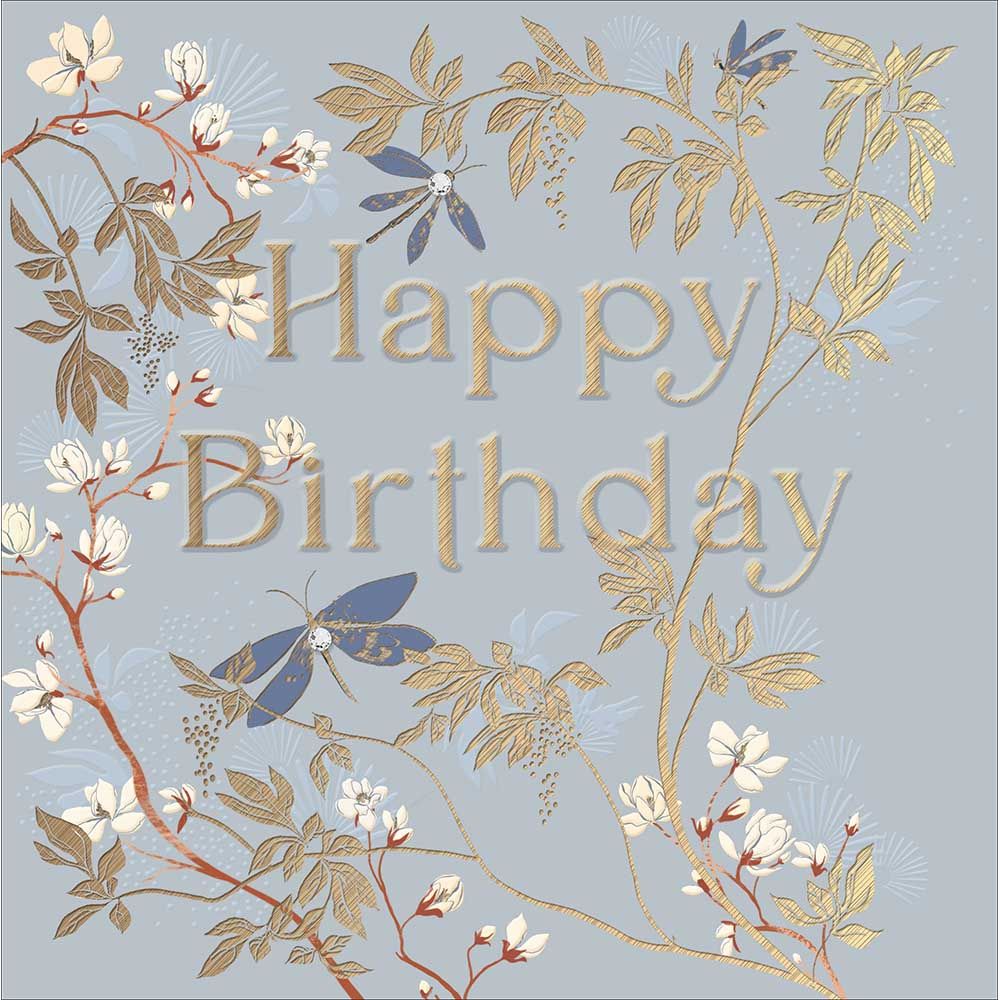 Woodmansterne Birthday Wishes Dragonflies Wood Effect Card