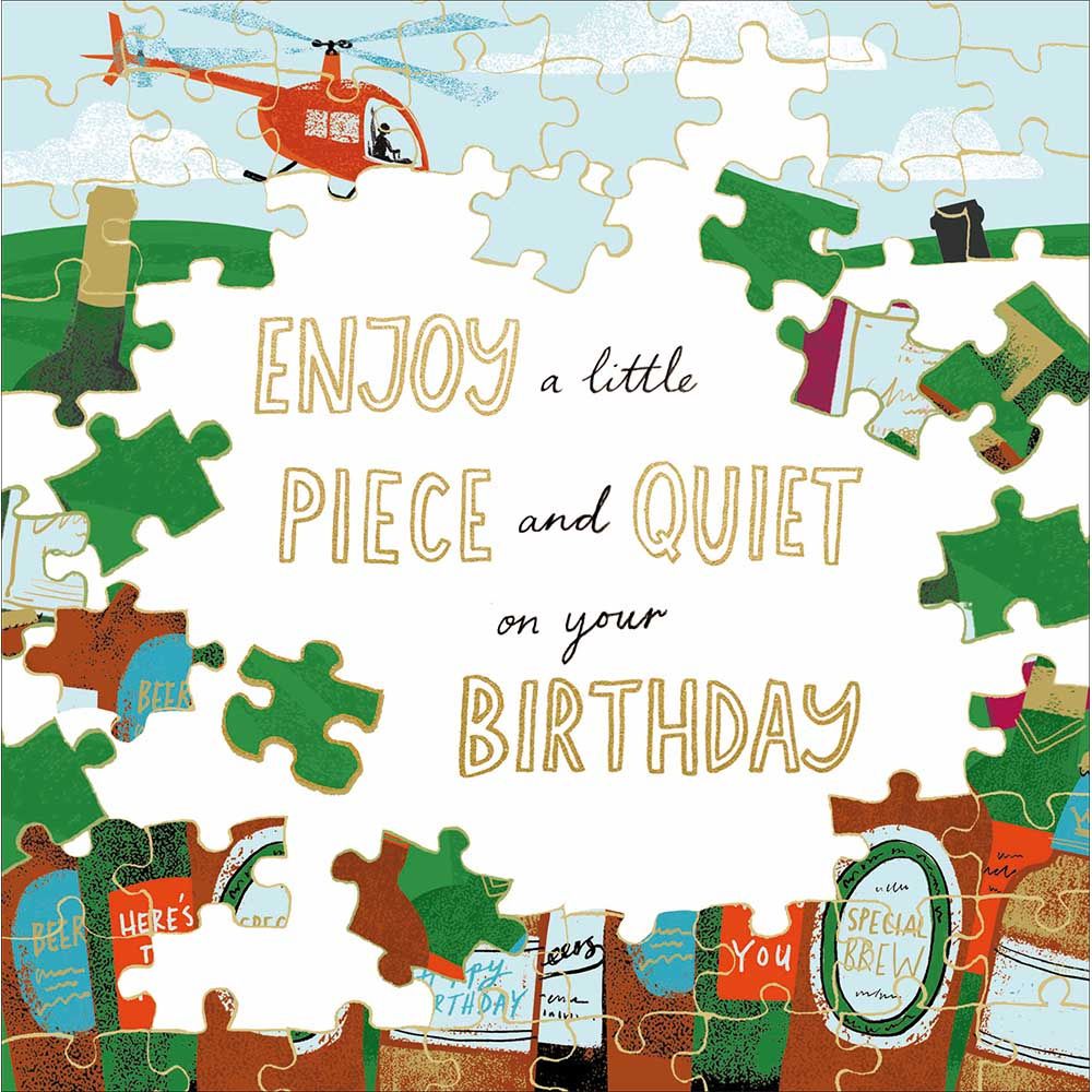 Woodmansterne Piece & Quiet Jig-Saw Birthday Card