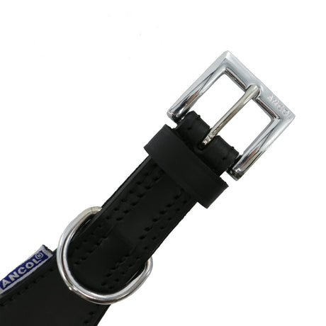 Ancol 34-43cm Black Padded Leather Greyhound Collar