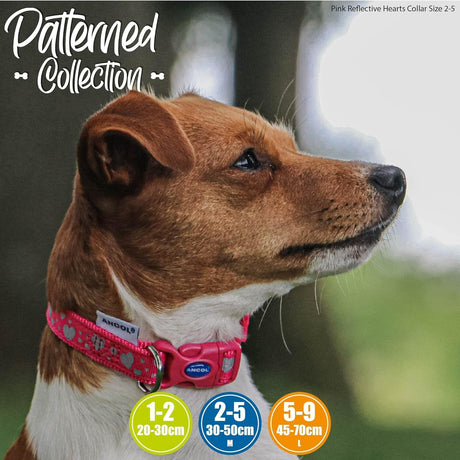 Ancol Fashion Medium (30-50cm) Pink Reflective Hearts Adjustable Dog Collar