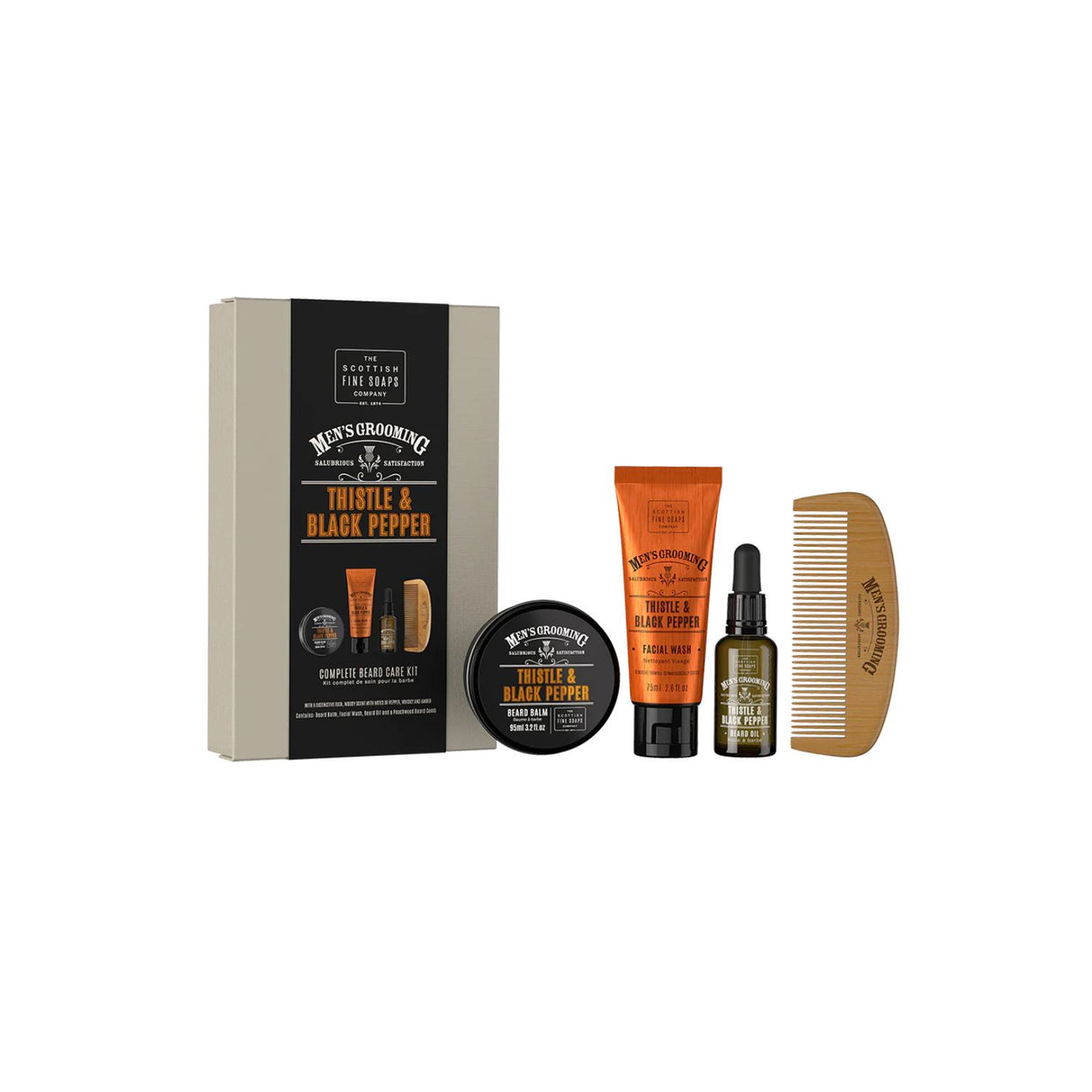 Scottish Fine Soap Thistle and Black Face and Beard Care Kit