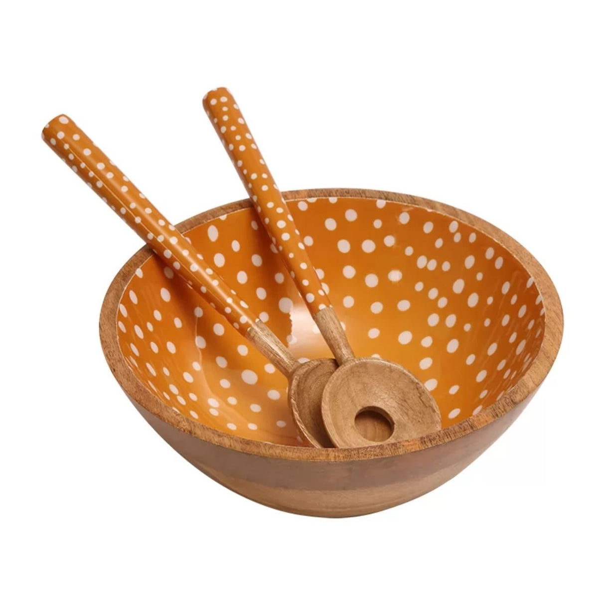 Dexam 30cm Ochre Spotted Mango Wood Salad Servers