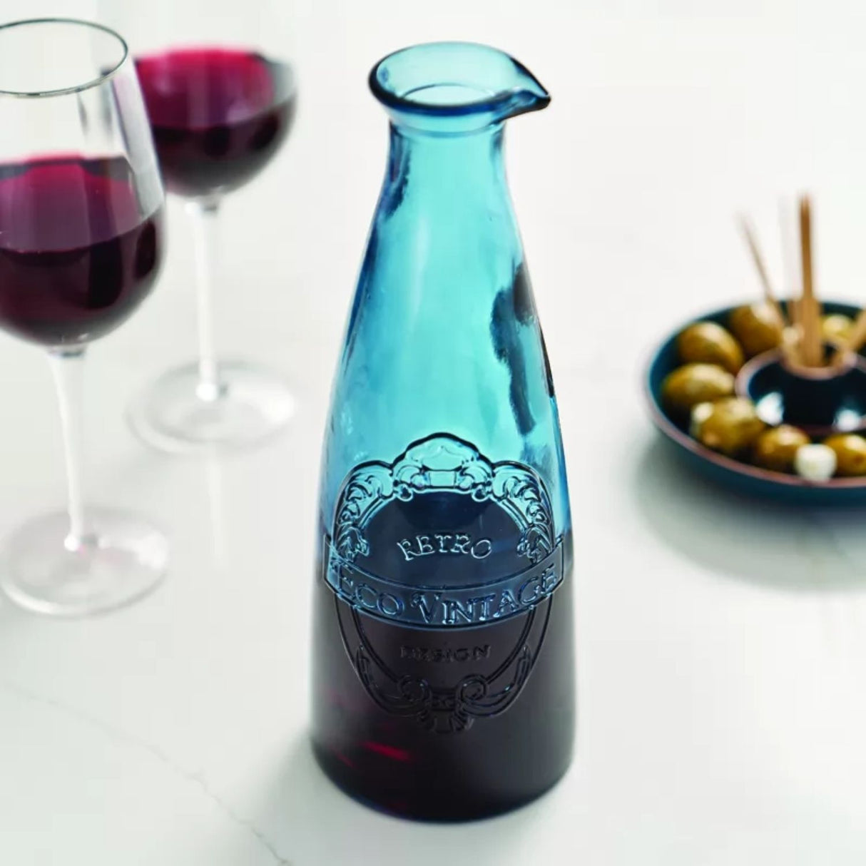 Dexam 1 Litre Ink Blue Recycled Glass Carafe