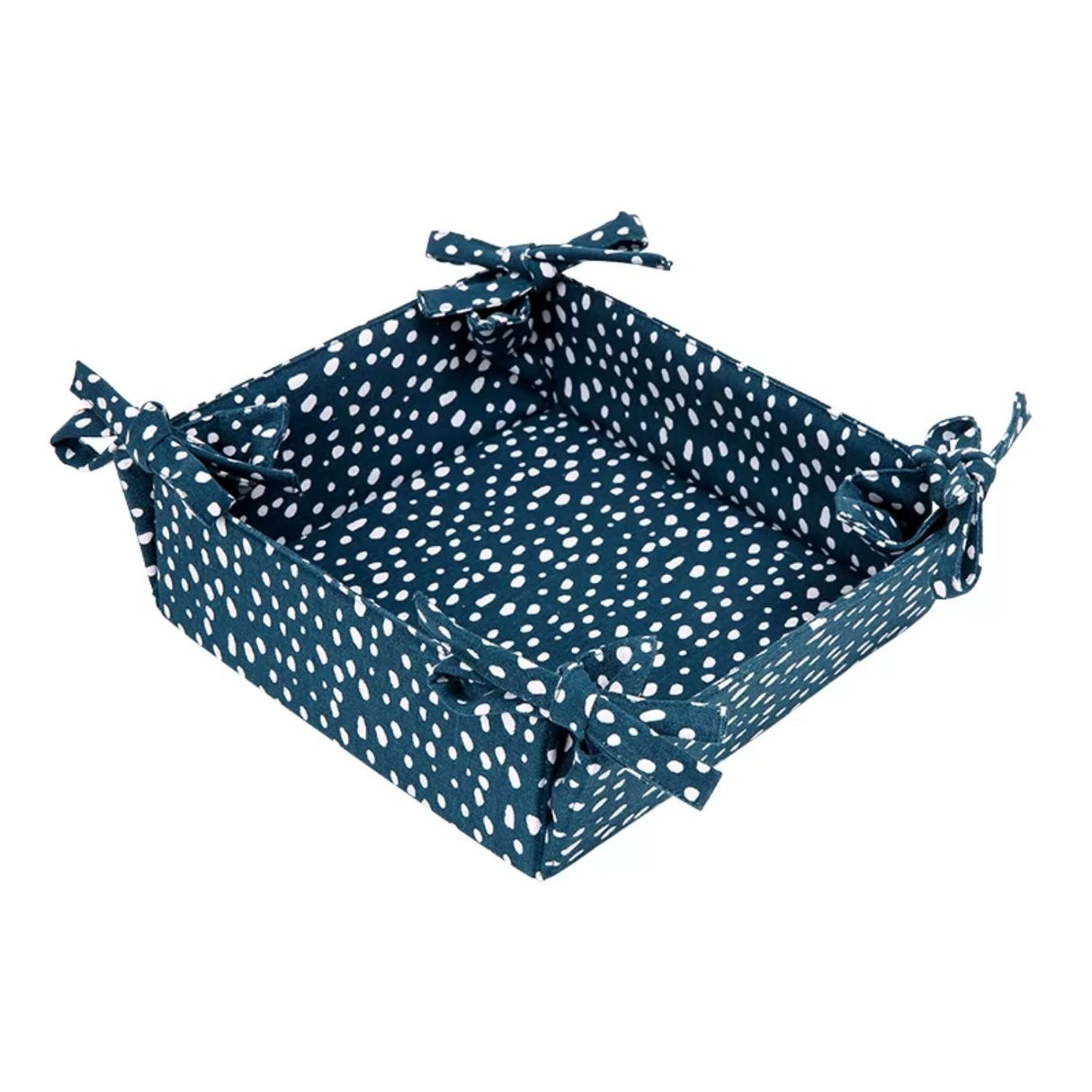 Dexam 23cm Ink Blue Spotted Recycled Cotton Bread Basket