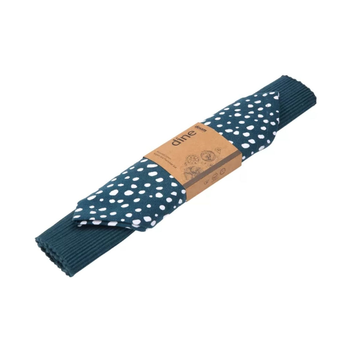 Dexam 45cm Ink Blue Recycled Cotton Napkin & Place Mat Set