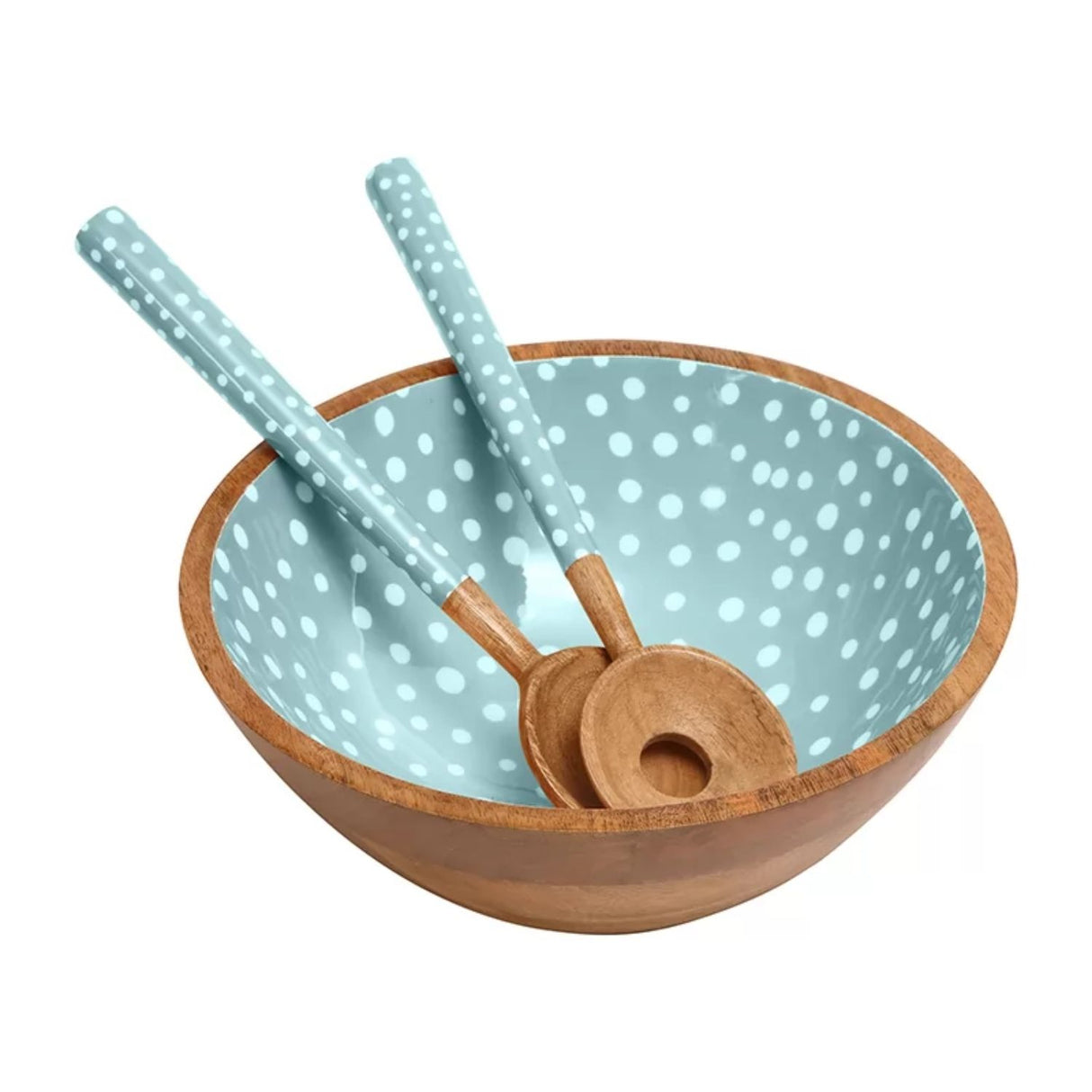 Dexam 27cm Duck Egg Spotted Mango Wood Salad Bowl